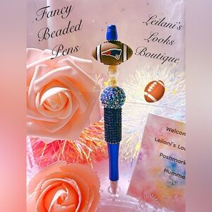 Blue Beaded Pen/fancy beaded pen/football season/Patriots/
